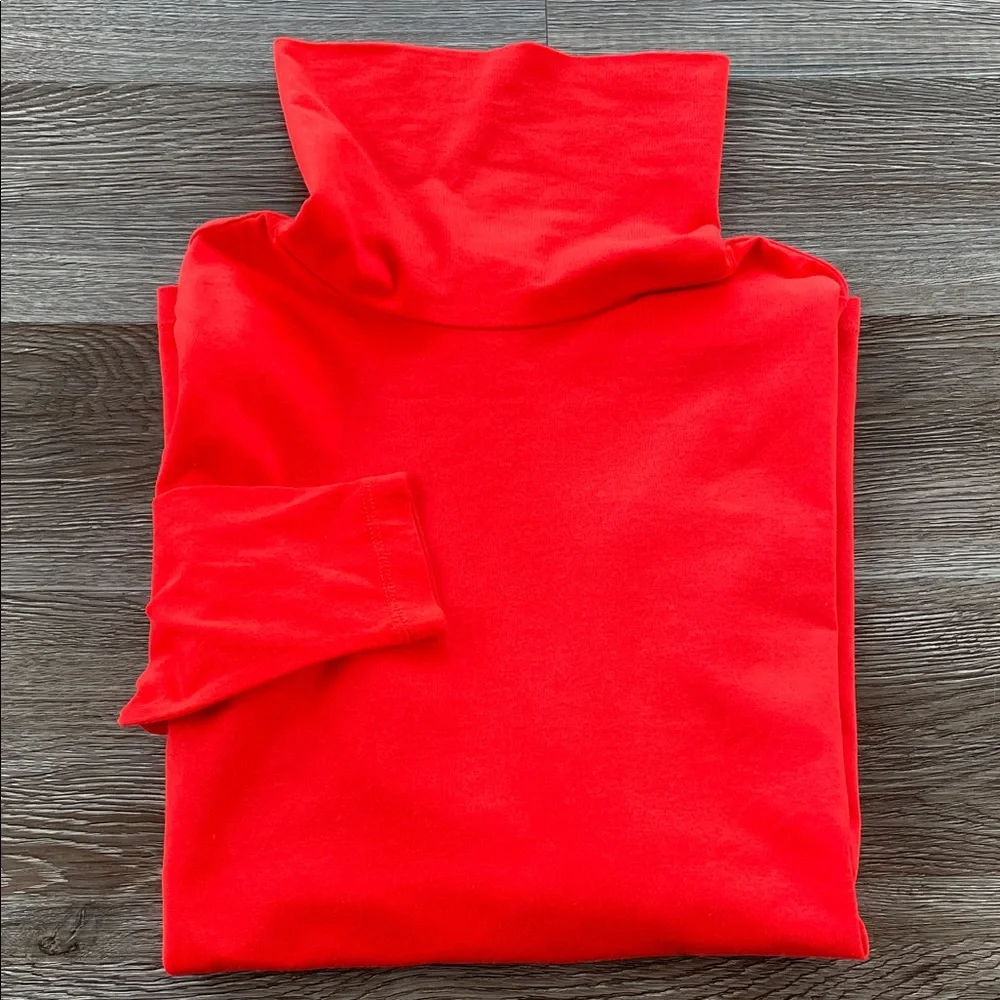 Lands’ End Fitted Turtleneck Red Orange Women's Size XS Stretch Layering 381876 - Picture 9 of 10